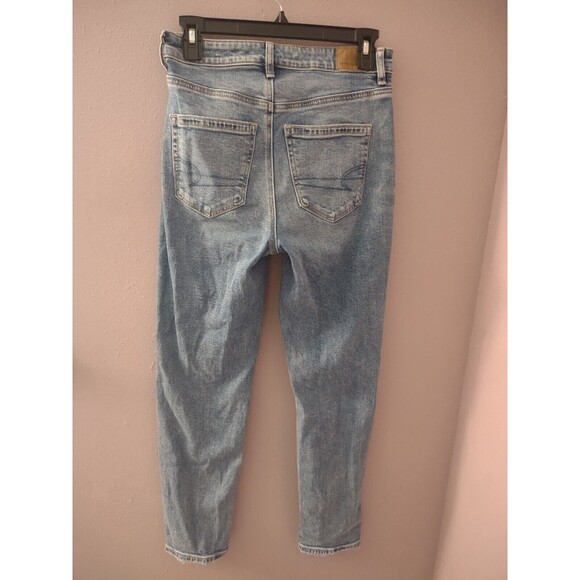 AMERICAN EAGLE Mom Jeans Women's Size 2 STRIGID High Rise Baggy Straight Ripped - Picture 9 of 14